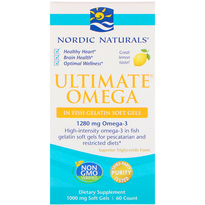Nordic Naturals Ultimate Omega, Lemon, 1,000 mg, 60 Soft Gels
