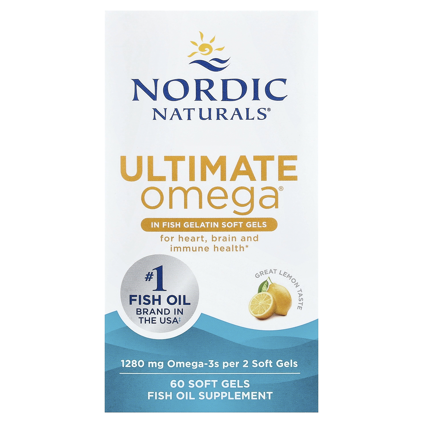 Nordic Naturals (노르딕 내추럴스), Ultimate Omega®, 레몬 맛, 소프트젤 60정(소프트젤당 640mg)