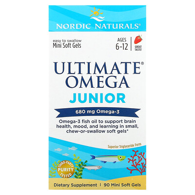 

Nordic Naturals Ultimate Omega Junior Ages 6-12 Strawberry 340 mg 90 Mini Soft Gels