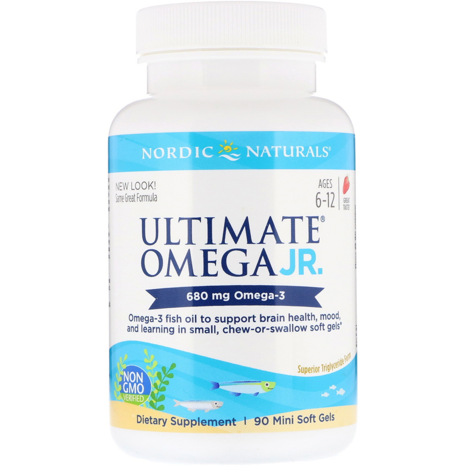 Nordic Naturals, Ultimate Omega Junior, Strawberry, 680 mg, 90 Mini ...