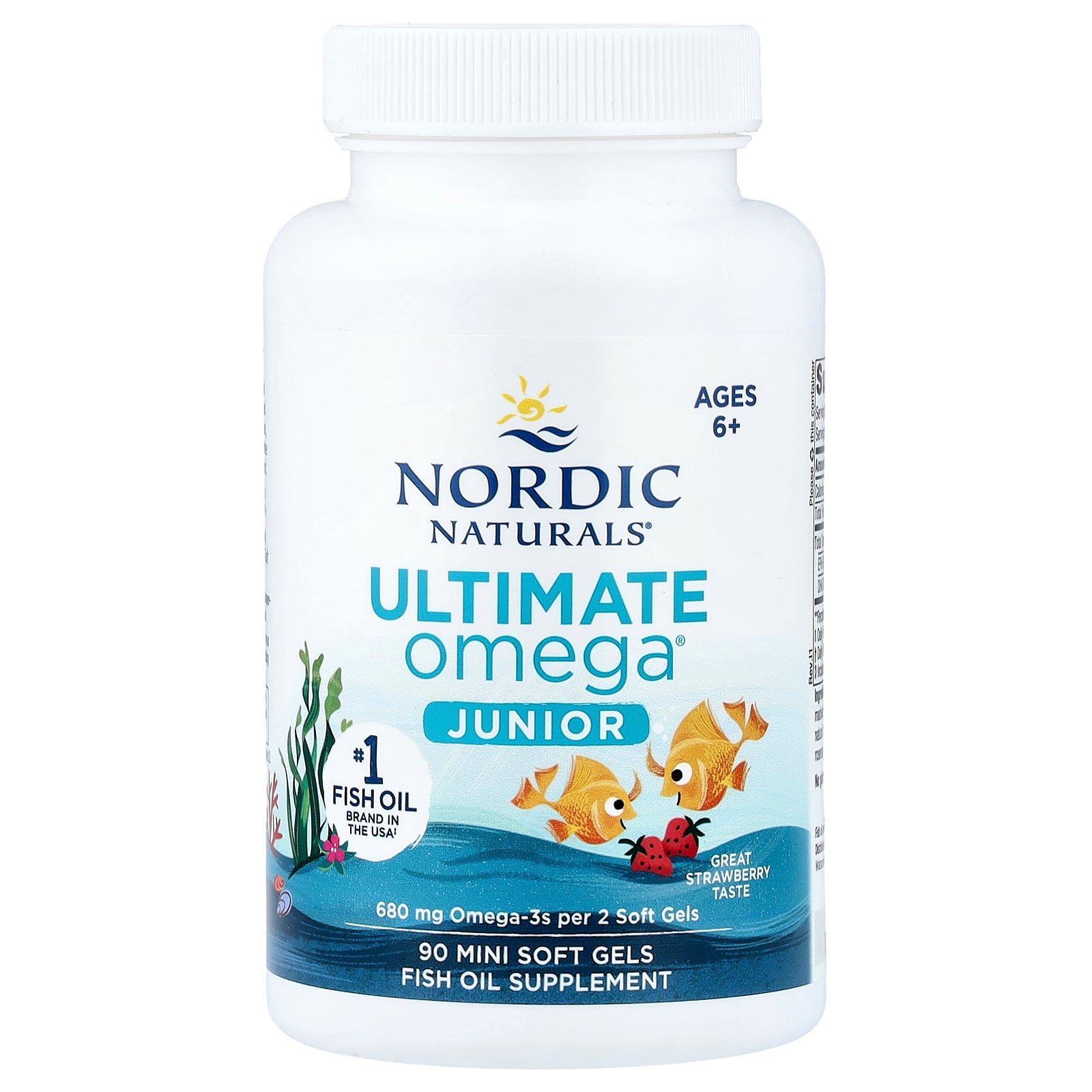 Nordic Naturals (노르딕 내추럴스), Ultimate Omega® 주니어, 6세 이상, 딸기 맛, 미니 소프트젤 90정(소프트젤 1정당 340mg)