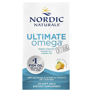 Nordic Naturals, Ultimate Omega Xtra, citron, 1 480 mg, 60 měkkých kapslí (740 mg na kapsli)