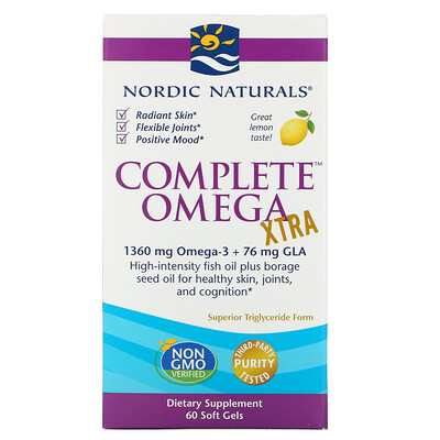 Nordic Naturals Complete Omega Xtra со вкусом лимона, 1000 мг, 60 мягких желатиновых капсул