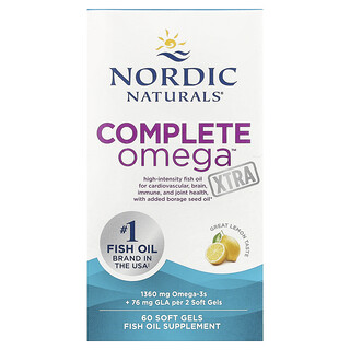 Nordic Naturals, Complete Omega Xtra, citrom, 60 lágyzselatin kapszula (680 mg lágyzselatin kapszulánként)