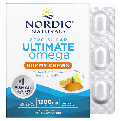 

Nordic Naturals Ultimate Omega, тропические фрукты, 600 мг, 54 жевательных жевательных таблетки
