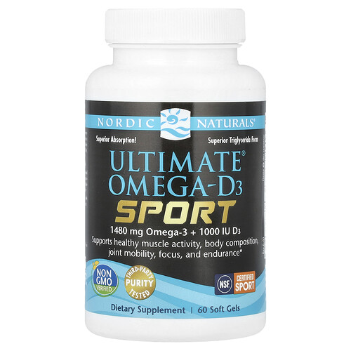 Nordic Naturals, Ultimate Omega®-D3, Sport, 60 Weichkapseln