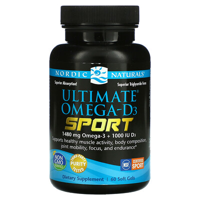 

Nordic Naturals Ultimate Омега-D3, Sport, 60 капсул