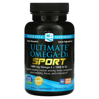 Nordic Naturals, Ultimate Омега-D3, Sport, 60 капсул