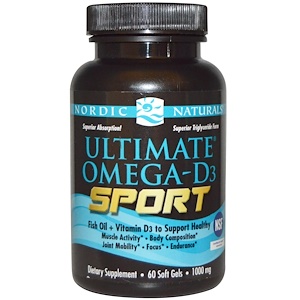 Nordic Naturals, Ultimate Omega-D3 Sport, 1000 мг, 60 мягких капсул 