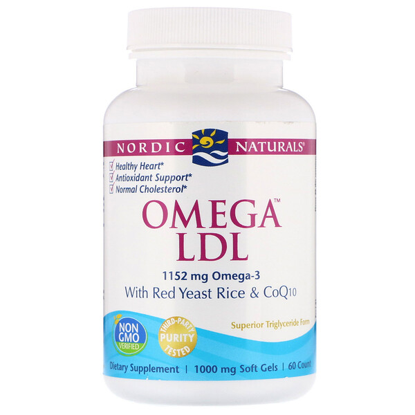 Nordic Naturals, Omega LDL With Red Yeast Rice and CoQ10, 1,000 mg, 60