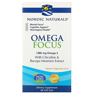 Nordic Naturals, Omega Focus（オメガフォーカス）、1,280mg、ソフトジェル60粒