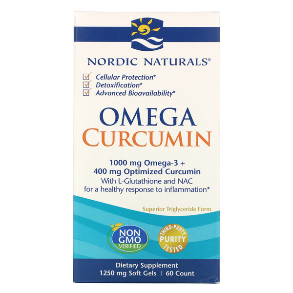 Nordic Naturals, Ômega Curcumina, 1.250 mg, 60 Cápsulas Softgel