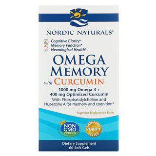Nordic Naturals, Omega記憶幫助配方（含姜黃素），500 毫克，60 粒軟凝膠