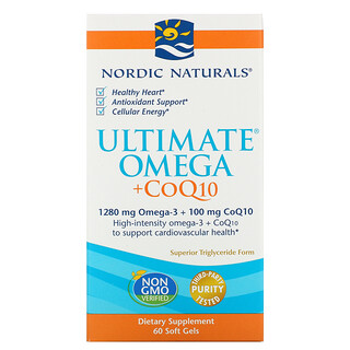 Nordic Naturals, Ultimate Omega + CoQ10, 1.280 mg, 60 Cápsulas Softgel