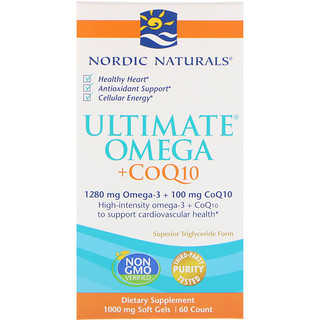 Nordic Naturals, Ultimate Omega + CoQ10, 1000 мг, 60 жевательных капсул