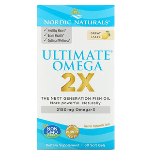 Nordic Naturals, Ultimate Omega 2X, Lemon, 1,075 mg, 60 Softgels