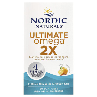 Nordic Naturals, Ultimate Omega 2X, Limão, 2.150 mg, 60 Cápsulas Softgel (1.075 mg por Cápsula Softgel)