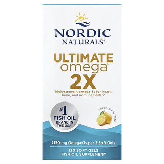 Nordic Naturals, Ultimate Omega® 2X, Limão, 120 Cápsulas Softgel (1.075 mg por Cápsula Softgel)
