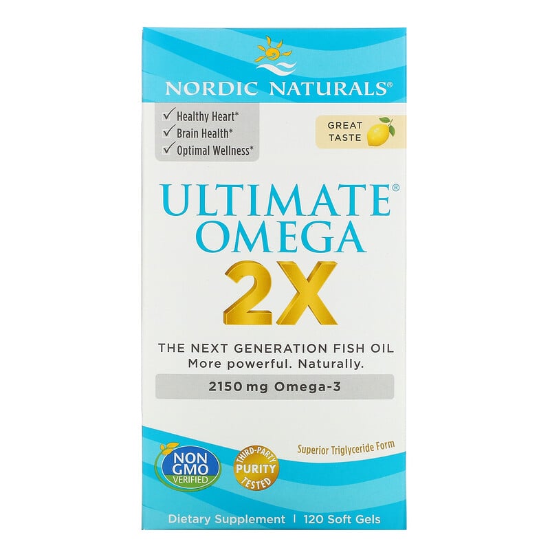 Nordic Naturals, Ultimate Omega 2X, Lemon, 2,150 Mg, 120 Soft Gels - IHerb