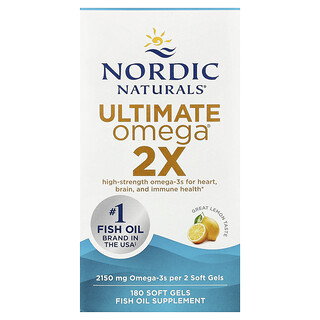 Nordic Naturals, Ultimate Omega® 2X，柠檬味，180 粒软胶囊（每粒 1075 毫克）