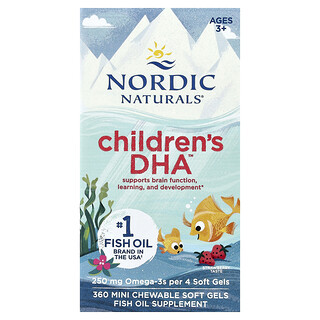 挪帝克, 兒童 DHA，3-6 歲，草莓味，360 粒迷你咀嚼軟凝膠