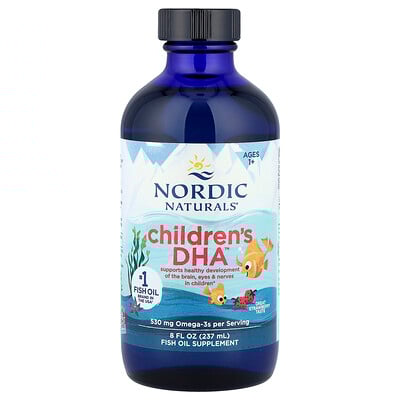 Nordic Naturals, Children's DHA™, Suplemento de DHA para niños, 1 año en adelante, Fresa deliciosa, 237 ml (8 oz. líq.)