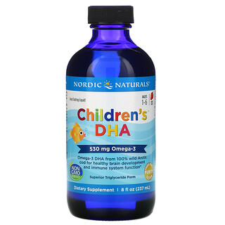 Nordic Naturals, Children's DHA, DHA para niños de 1 a 6 años, Fresa, 530 mg, 237 ml (8 oz. líq.)