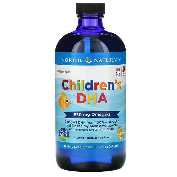 Children's DHA, Ages 1-6, Strawberry, 530 mg, 16 fl oz (473 ml)