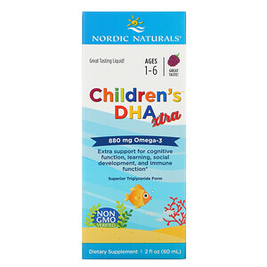 Отзывы о нордик Натуралс, Children's DHA Xtra, Ages 1-6, Berry, 880 mg, 2 fl oz (60 ml)