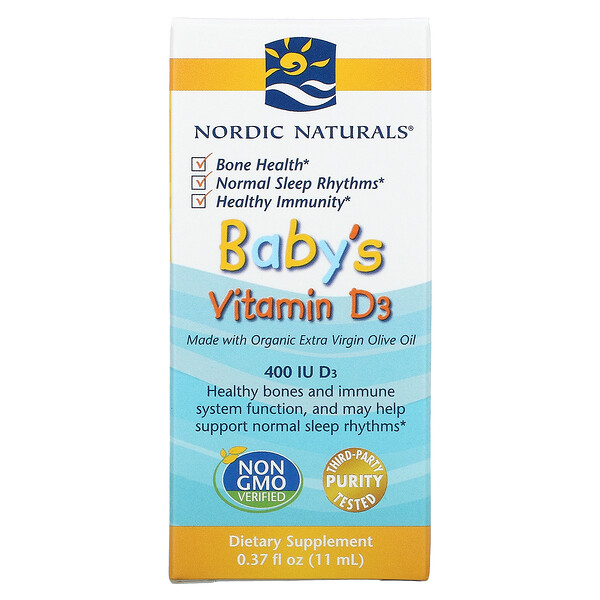витамин D3 в каплях, для детей, 400 МЕ, 11 мл (0,37 жидк. унции)