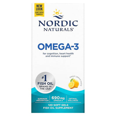 

Nordic Naturals омега-3, со вкусом лимона, 345 мг, 120 капсул