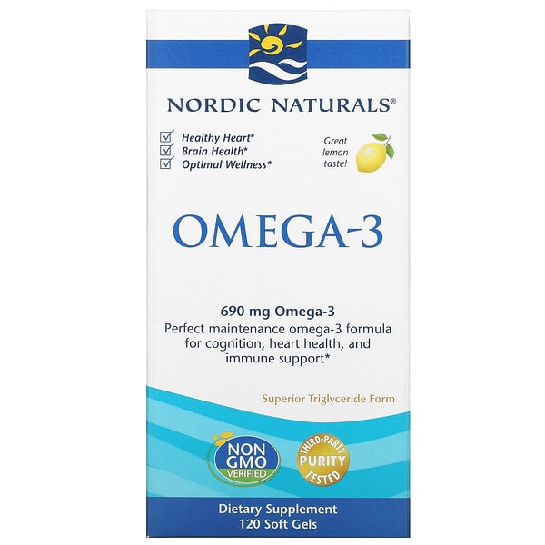 Omega-3, Lemon, 345 mg، 120 كبسولة هلامية