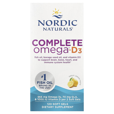 Nordic Naturals, Complete Omega™-D3, Limón, 120 cápsulas blandas