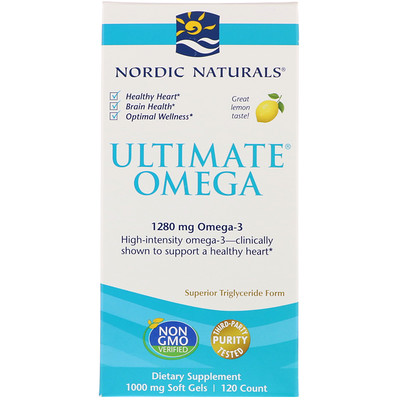 Ultimate Omega, лимон, 1,280 мг, 120 желатиновых капсул