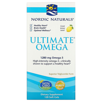 Nordic Naturals Ultimate Omega, со вкусом лимона, 1280 мг, 120 капсул