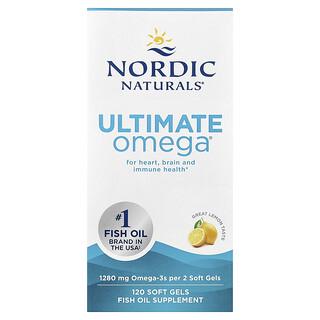 Nordic Naturals, Ultimate Omega®, Limão, 120 Cápsulas Softgel (640 mg por Cápsula Softgel)