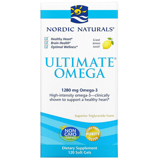 Nordic Naturals, Ultimate Omega، بنكهة الليمون، 640 ملجم، 120 كبسولة هلامية