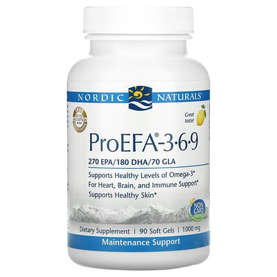 

Nordic Naturals ProEFA 3-6-9, лимон, 1000 мг, 90 мягких таблеток