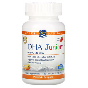 Отзывы о нордик Натуралс, DHA Junior, Great for Ages 3+, Strawberry, 250 mg, 180 Soft Gels