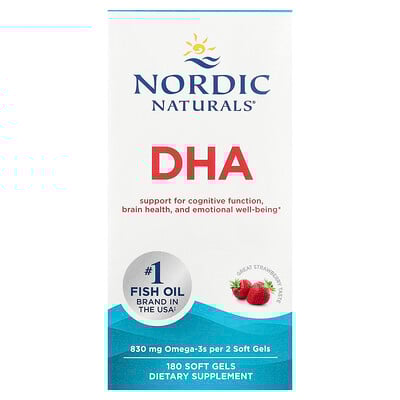 Nordic Naturals, DHA, Fresa, 415 mg, 180 cápsulas blandas