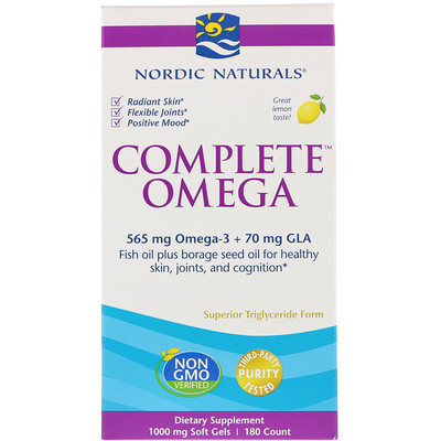 Complete Omega, лимонный вкус, 1000 мг, 180 гелевых капсул