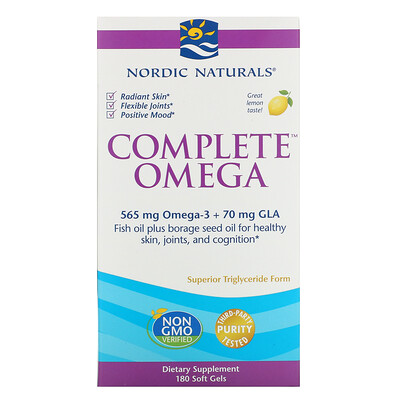 Nordic Naturals Complete Omega, лимонный вкус, 1000 мг, 180 гелевых капсул