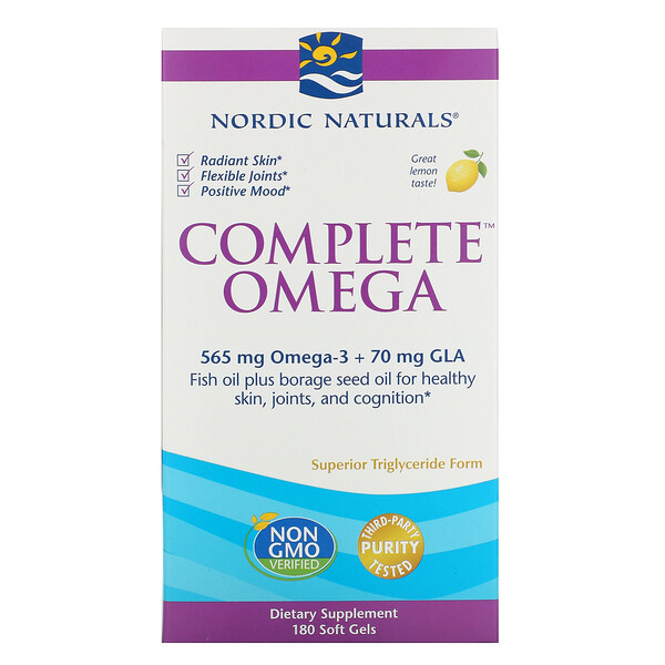 Nordic Naturals‏, Complete Omega, לימון, 1000 מ"ג, 180 כמוסות ג'ל