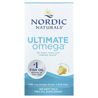 Nordic Naturals, Ultimate Omega®, Suplemento de aceite de pescado con omega-3, Limón delicioso, 180 cápsulas blandas (640 mg por cápsula blanda)