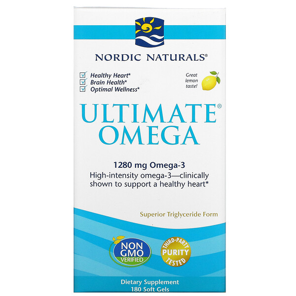 Nordic Naturals, Ultimate Omega, Omega-3-Fischöl, Zitrone, 640 mg, 180 Weichkapseln