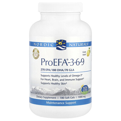 Nordic Naturals, ProEFA® -3-6-9, Suplemento para favorecer niveles saludables de omega-3, Limón, 180 cápsulas blandas