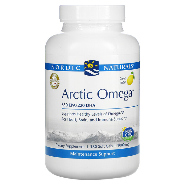 Nordic Naturals, Arctic Omega, лимон, 1000 мг, 180 мягких желатиновых капсул