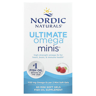 Nordic Naturals, Ultimate Omega® мини, со вкусом клубники, 60 миникапсул (560 мг в 1 капсуле)