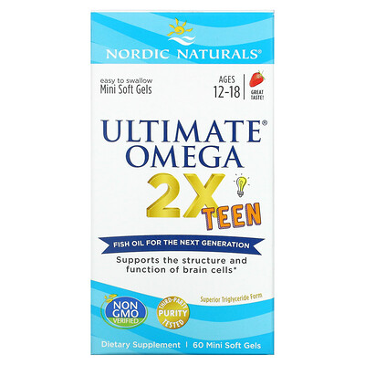 

Nordic Naturals Ultimate Omega 2X Teen Ages 12-18 Strawberry 60 Mini Soft Gels