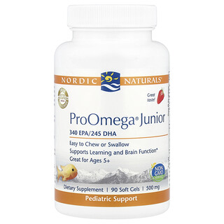 نورديك ناتورالز‏, ProOmega® للصغار ، للأعمار 5+ ، بنكهة الفراولة ، 90 كبسولة هلامية (340 ملجم لكل كبسولة هلامية)